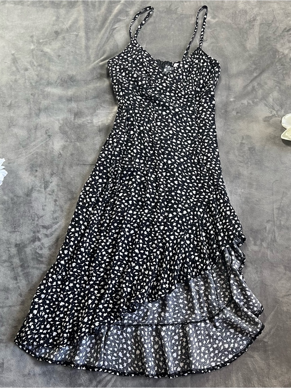 Shasa Black and White High-Low Spaghetti Strap Dress